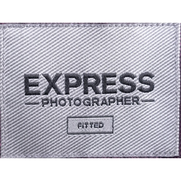 Express Photographer Blazer Sport Coat Mens 40R Fitted Plaid 2 Button Wool Blend - Picture 10 of 14